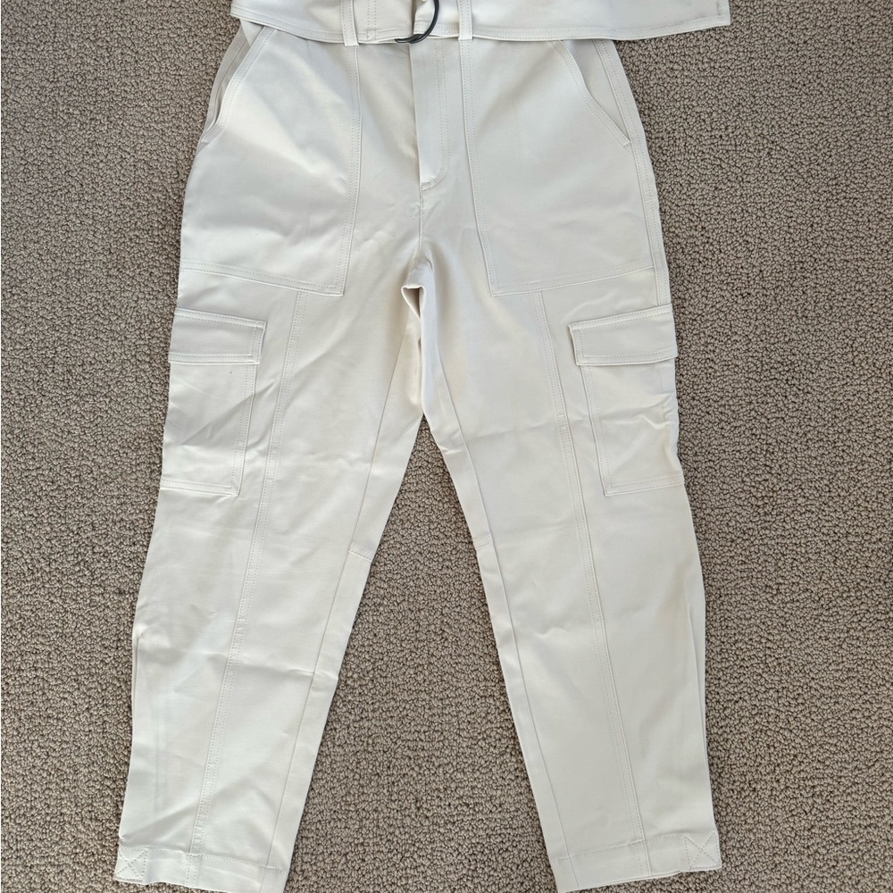 Banana Republic Cream Cargo Jumpsuit Straight Leg